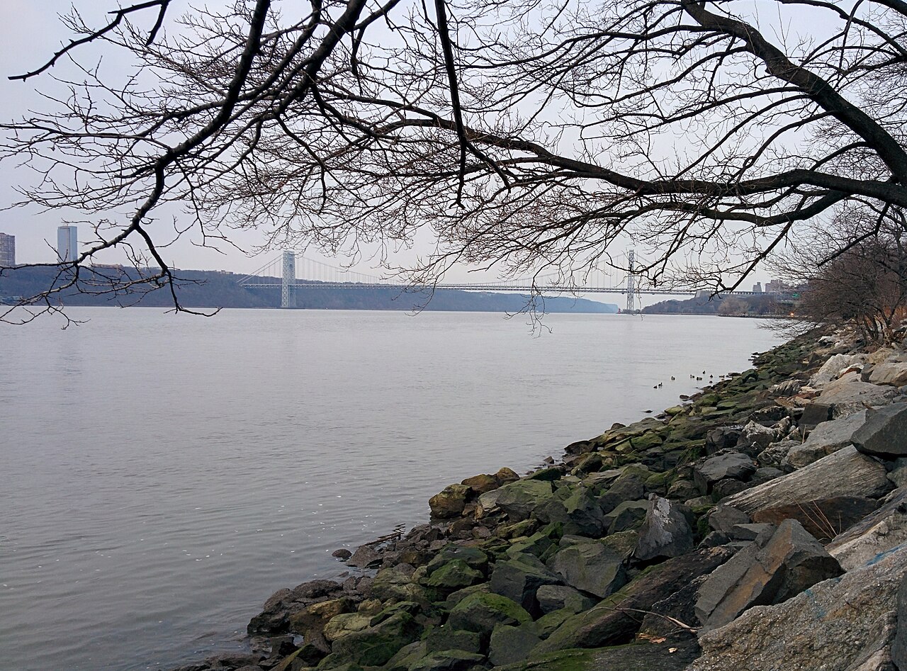 Hudson River and George Washington Bridge New York City January 2014